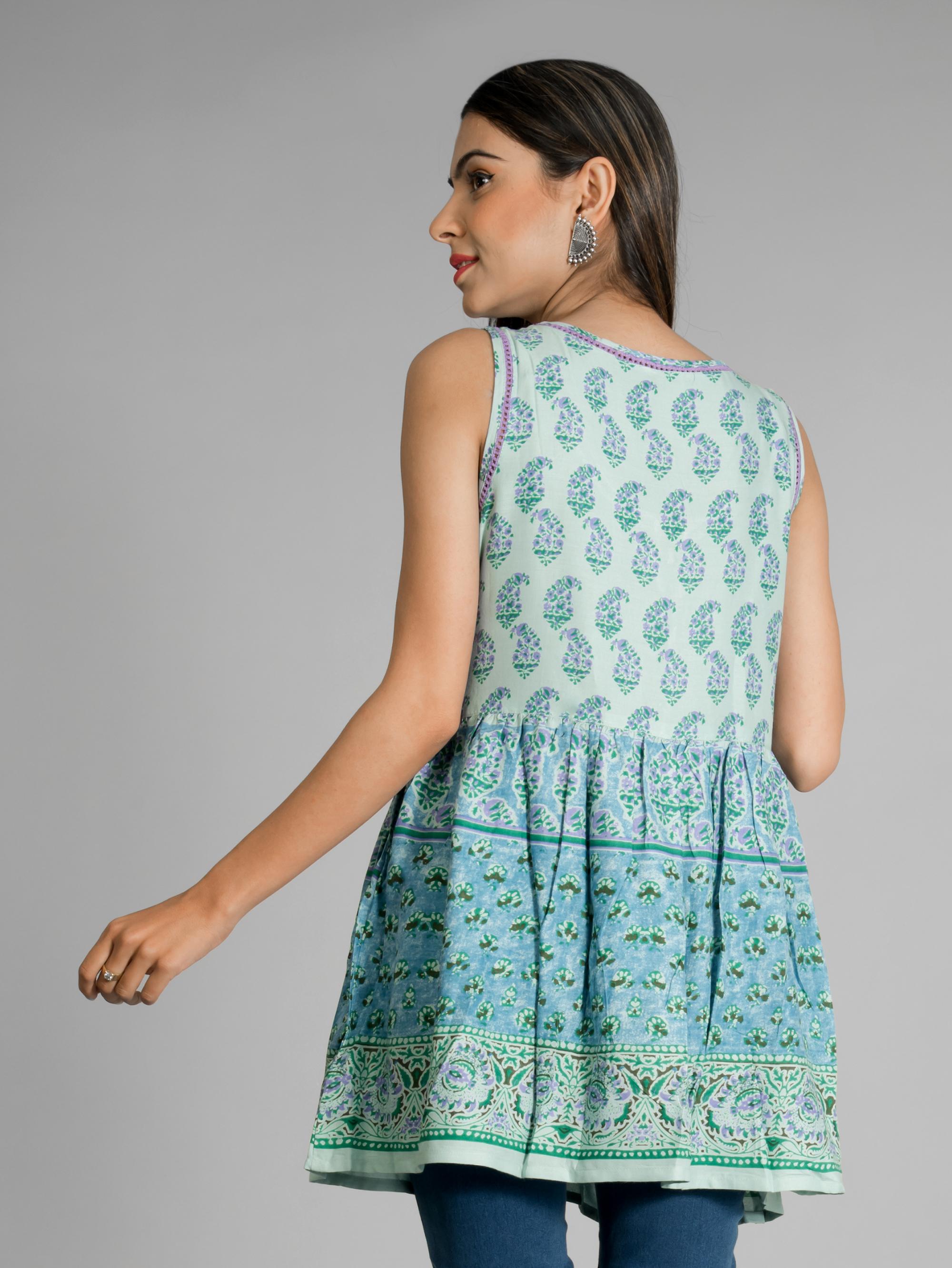 green rayon sleeveless top with embroidery - 17775664 - Zoom Image - 5