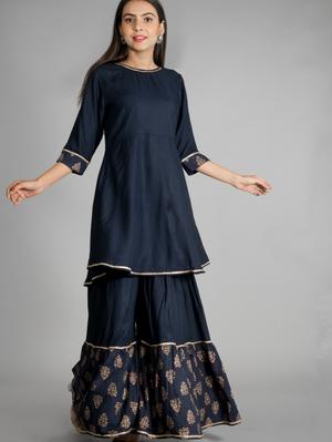 beautiful royal blue rayon staple kurti - 17775665 - Standard Image - 2