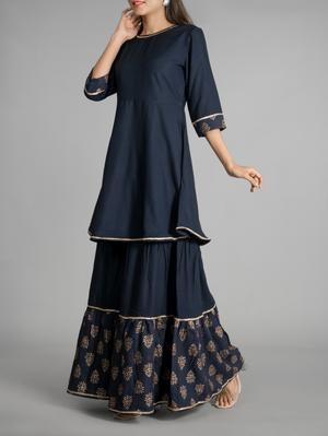beautiful royal blue rayon staple kurti - 17775665 - Standard Image - 3
