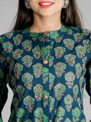 beautiful jaipuri rayon peacock green kurta - 17775666 - Standard Image - 4