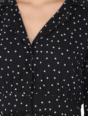 bishop sleeve polka dot fit & flare dress - 17776105 - Standard Image - 4