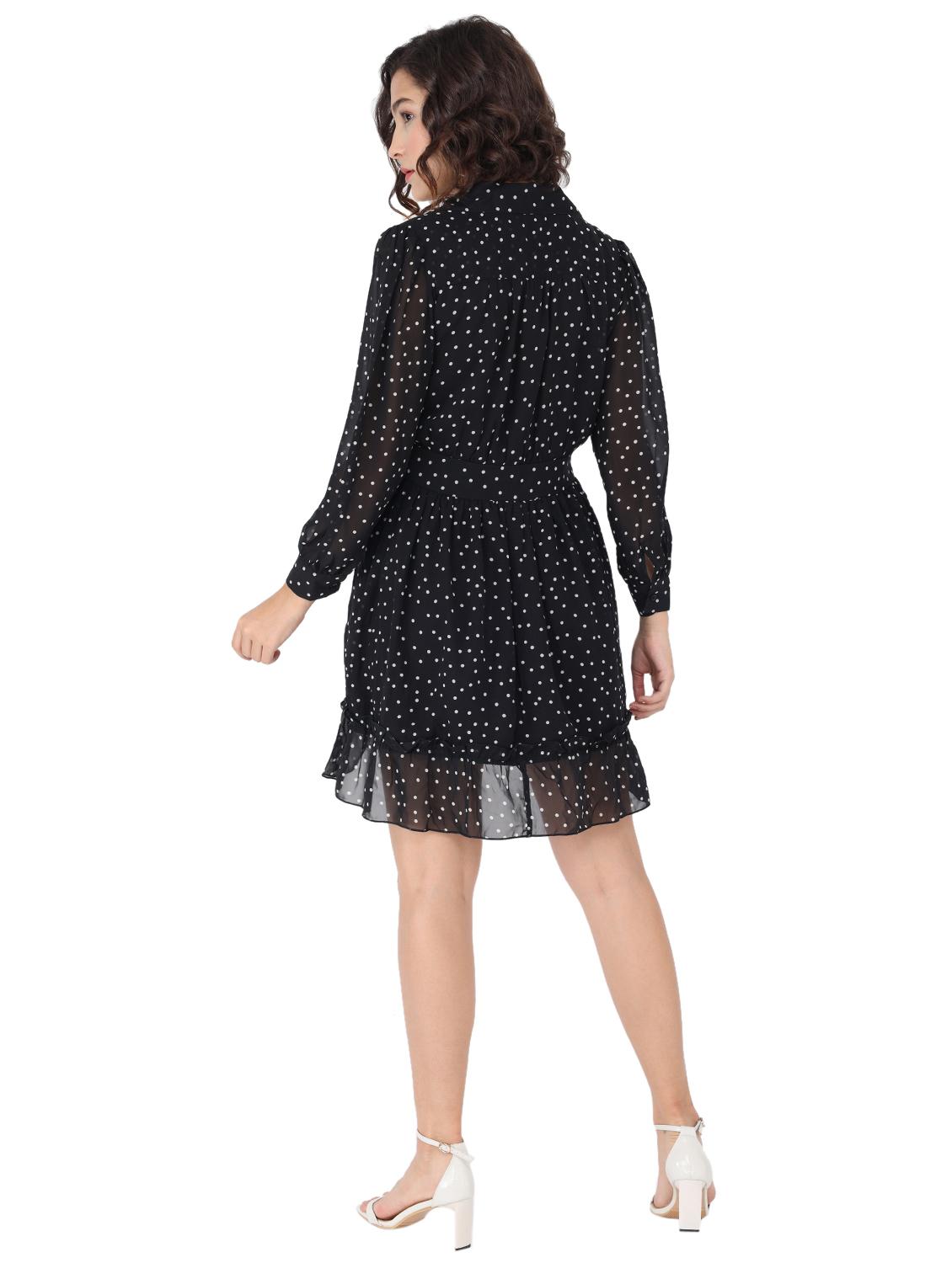 bishop sleeve polka dot fit & flare dress - 17776105 - Zoom Image - 3