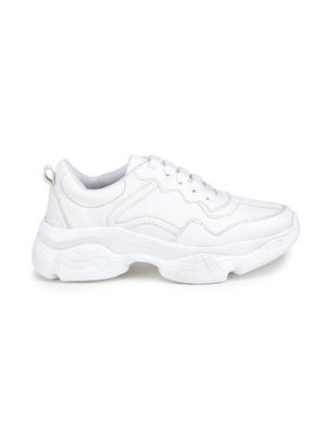 white synthetic laceup sneakers - 17776270 - Standard Image - 2