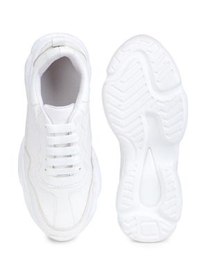 white synthetic laceup sneakers - 17776270 - Standard Image - 4
