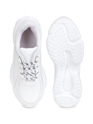 white synthetic laceup sneakers - 17776272 - Standard Image - 4