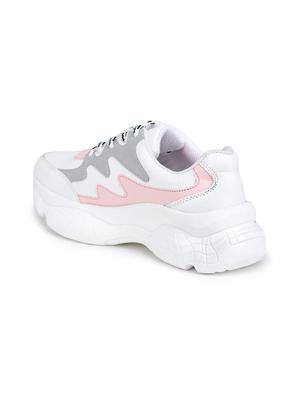 pink synthetic laceup sneakers - 17776273 - Standard Image - 3