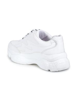 white synthetic laceup sneakers - 17776274 - Standard Image - 3