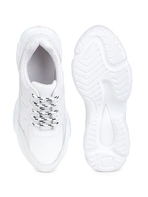 white synthetic laceup sneakers - 17776274 - Standard Image - 4