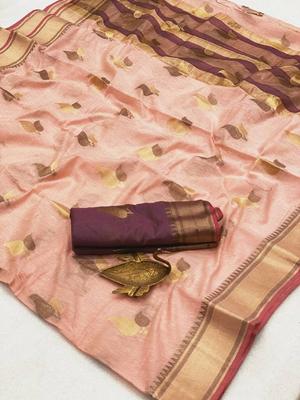 soft linen silk saree with weaving - 17776333 - Standard Image - 2