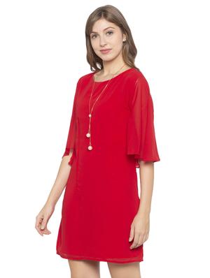 bell sleeved solid shift dress - 17776346 - Standard Image - 2