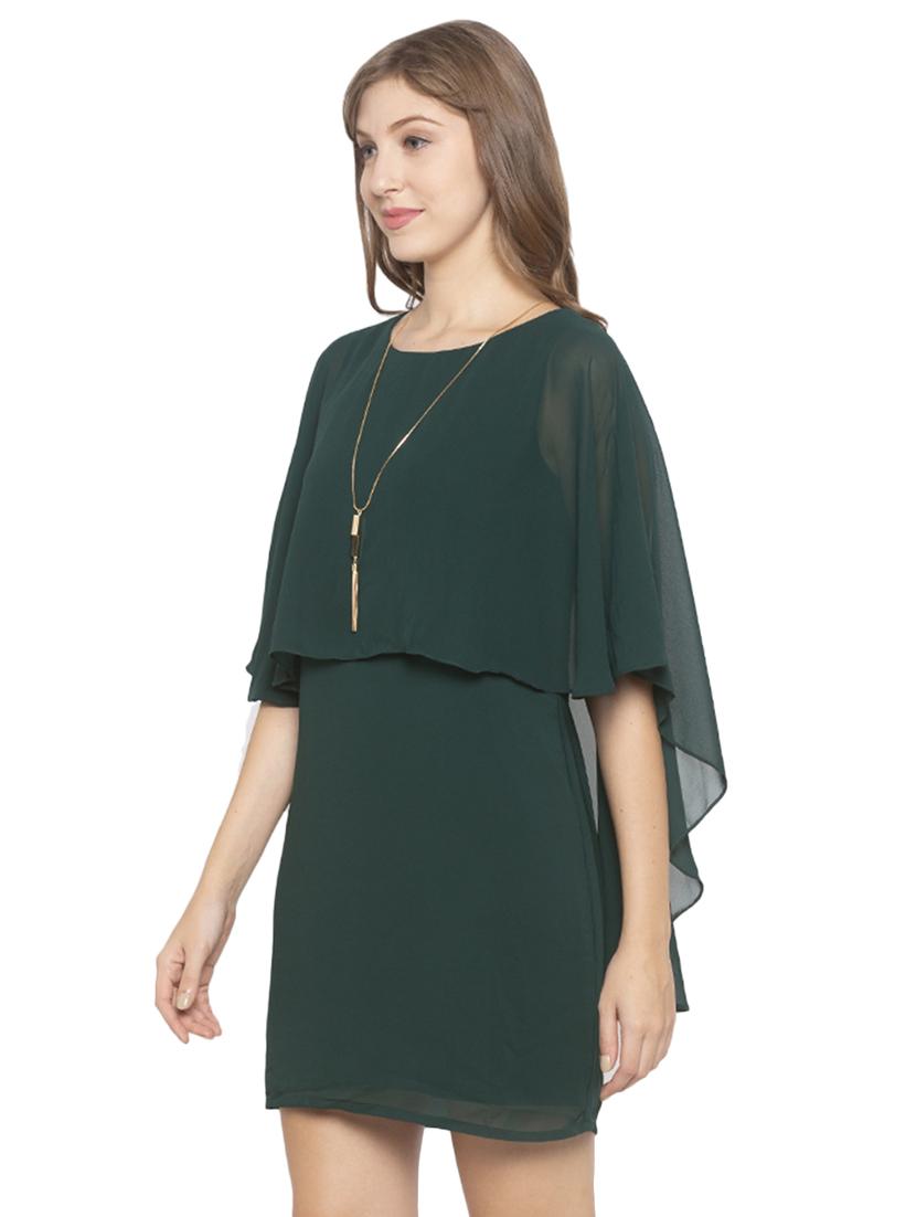 cape sleeved solid shift dress - 17776350 - Zoom Image - 2