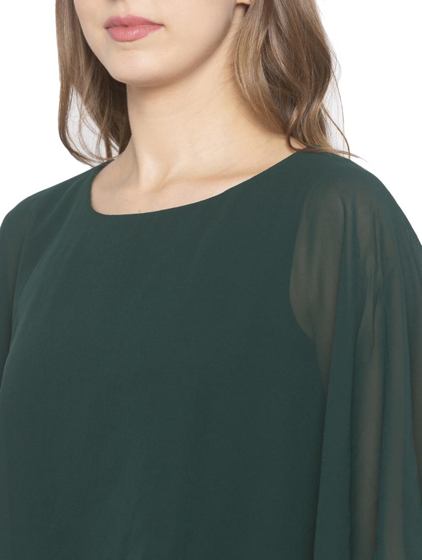 cape sleeved solid shift dress - 17776350 - Zoom Image - 4