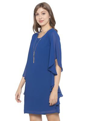bell sleeved solid shift dress - 17776356 - Standard Image - 2