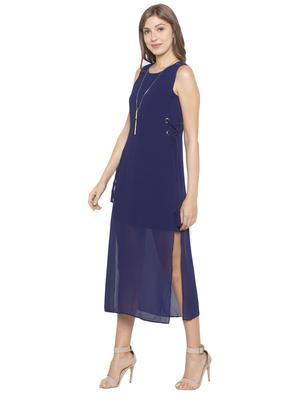 tie knot detail high slit dress - 17776359 - Standard Image - 2