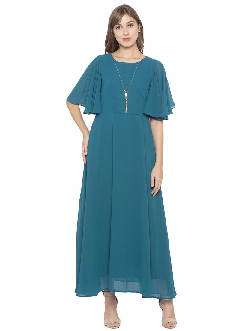 bell sleeved solid maxi dress - 17776367 - Zoom Image - 1