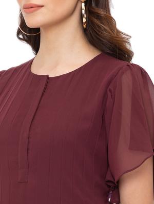 bell sleeved solid fit & flare dress - 17776391 - Standard Image - 4