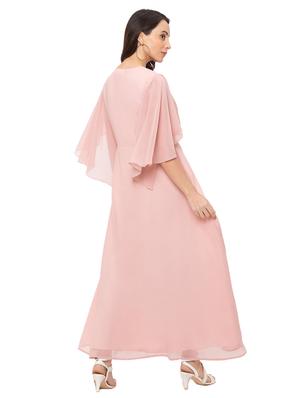 cape sleeved flared gown dress - 17776393 - Standard Image - 3
