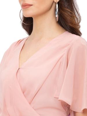 cape sleeved flared gown dress - 17776393 - Standard Image - 4
