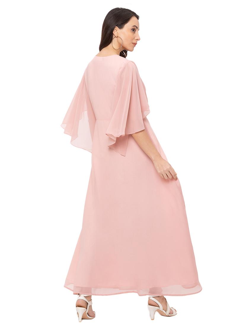 cape sleeved flared gown dress - 17776393 - Zoom Image - 3