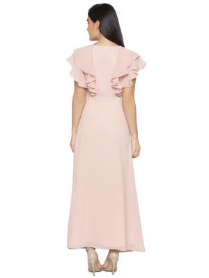 ruffle sleeved solid fit & flare dress - 17776402 - Standard Image - 3