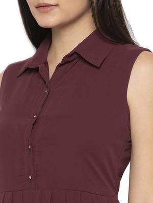 pleated solid shirt dress - 17776404 - Standard Image - 4