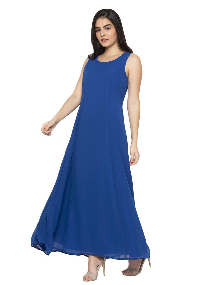 round neck solid fit & flare dress - 17776408 - Zoom Image - 2