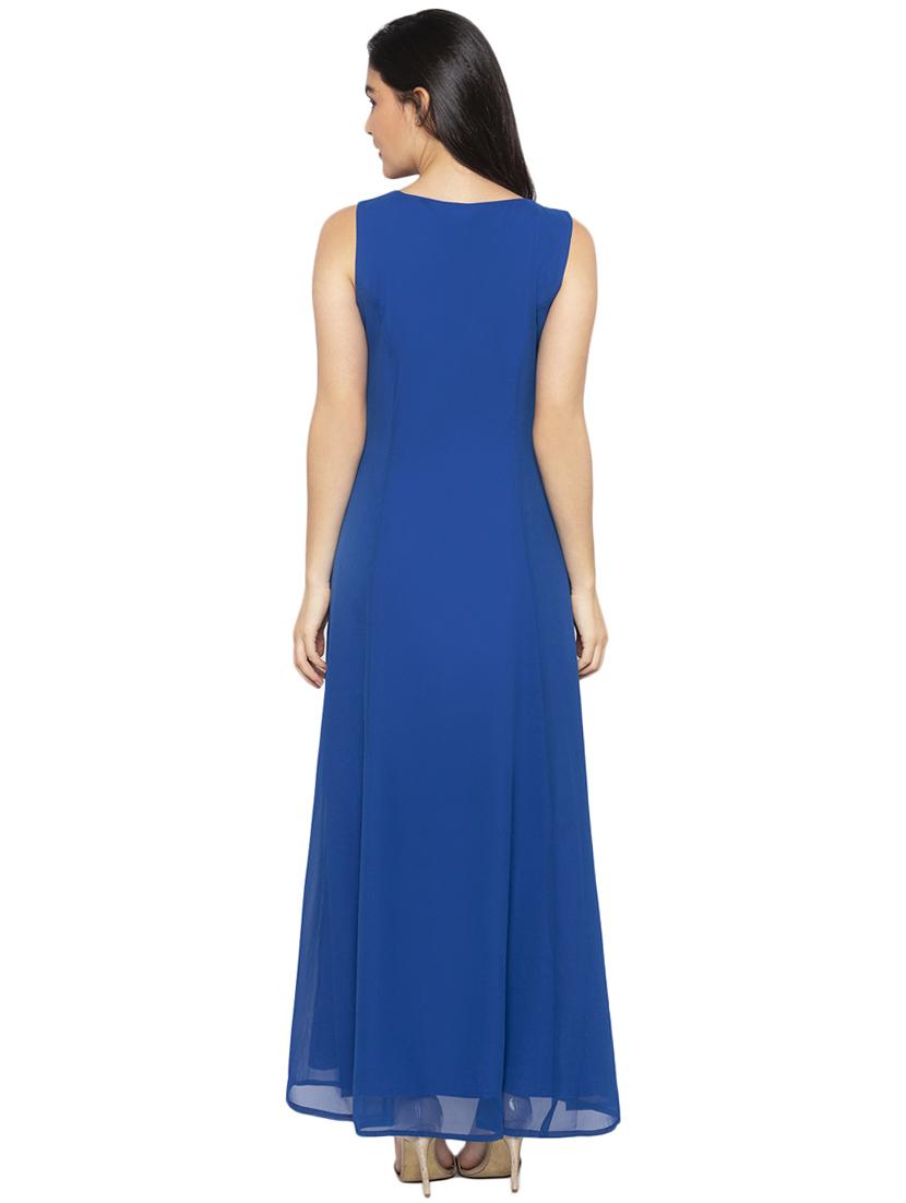 round neck solid fit & flare dress - 17776408 - Zoom Image - 3