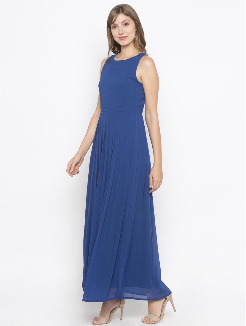 round neck solid fit & flare dress - 17776415 - Zoom Image - 2