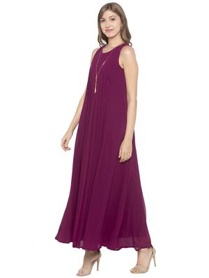 round neck solid fit & flare dress - 17776427 - Standard Image - 2
