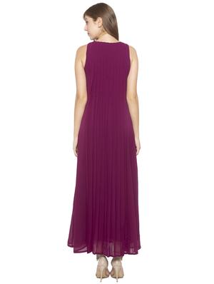 round neck solid fit & flare dress - 17776427 - Standard Image - 3