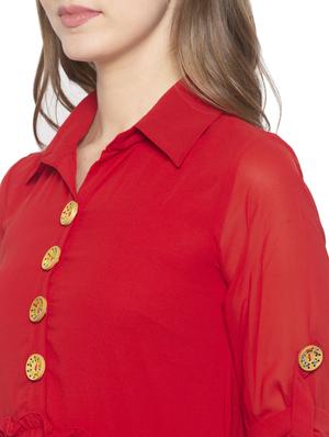 button detail tiered fit & flare dress - 17776434 - Standard Image - 4