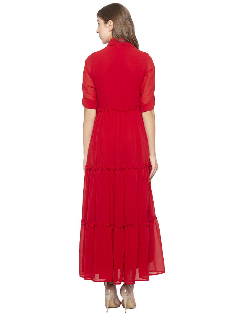 button detail tiered fit & flare dress - 17776434 - Zoom Image - 3
