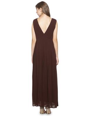 v-neck solid fit & flare dress - 17776449 - Standard Image - 3