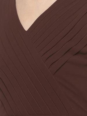v-neck solid fit & flare dress - 17776449 - Standard Image - 4