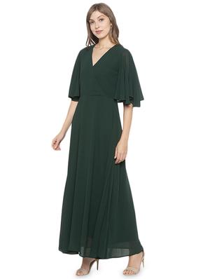 bell sleeved solid fit & flare dress - 17776454 - Standard Image - 2
