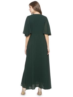 bell sleeved solid fit & flare dress - 17776454 - Standard Image - 3