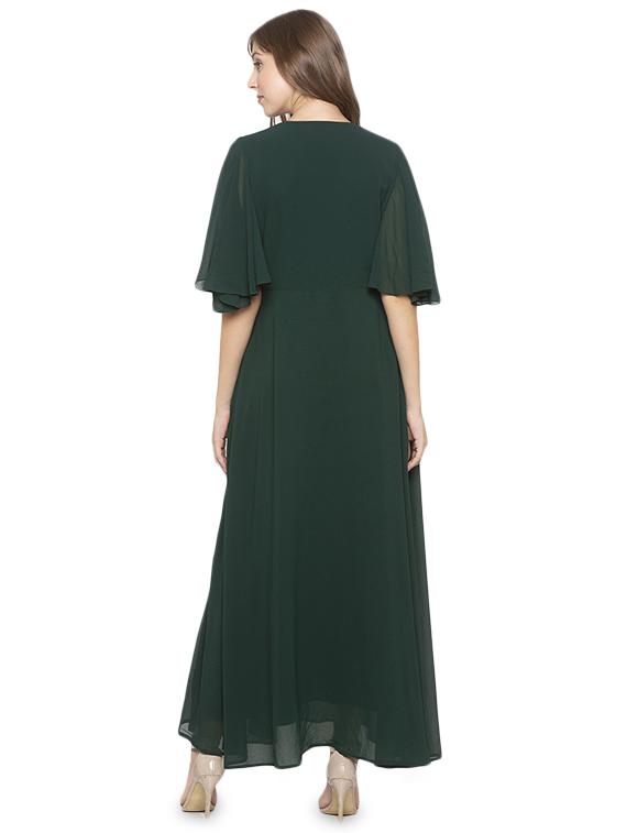bell sleeved solid fit & flare dress - 17776454 - Zoom Image - 3