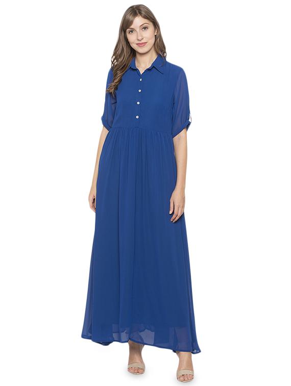 gathered detail solid shirt dress - 17776457 - Zoom Image - 1