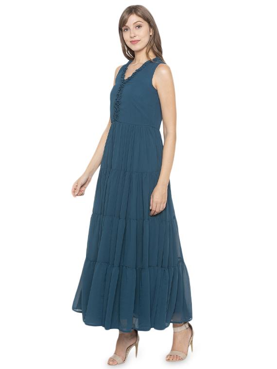 v-neck solid tiered dress - 17776461 - Zoom Image - 2