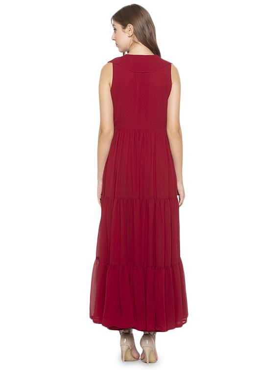 ruffle detail solid fit & flare dress - 17776466 - Zoom Image - 3