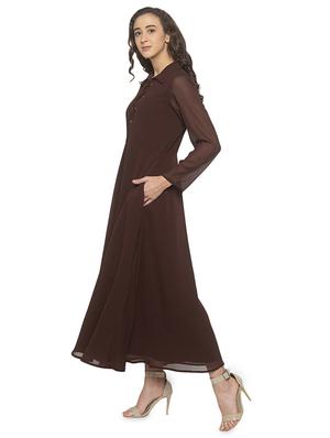 tie up neck solid fit & flare dress - 17776472 - Standard Image - 2