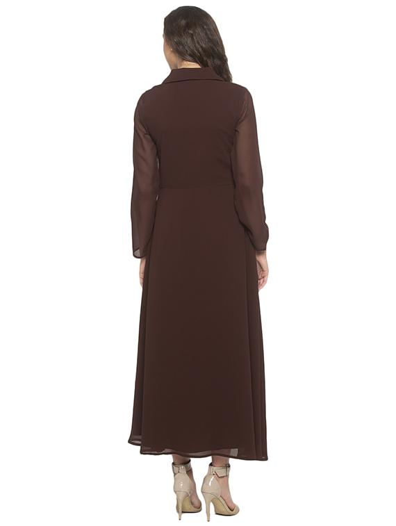 tie up neck solid fit & flare dress - 17776472 - Zoom Image - 3