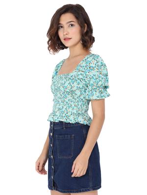 puff sleeve floral crop top - 17776561 - Standard Image - 2