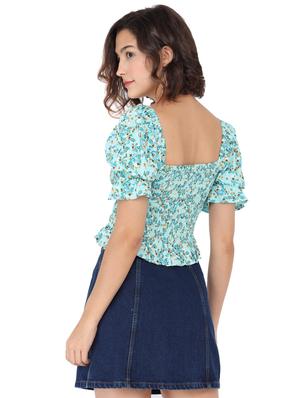 puff sleeve floral crop top - 17776561 - Standard Image - 3