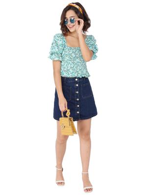 puff sleeve floral crop top - 17776561 - Standard Image - 4