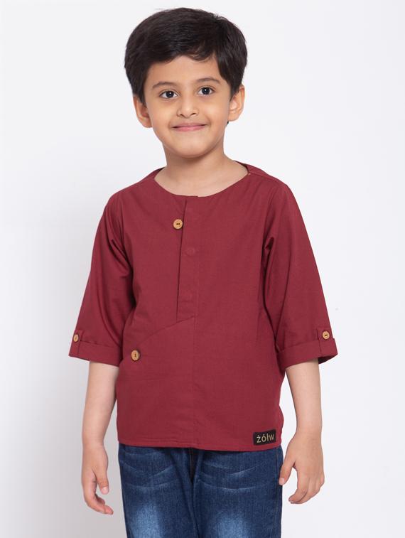 round neck solid kurta - 17776742 - Zoom Image - 1