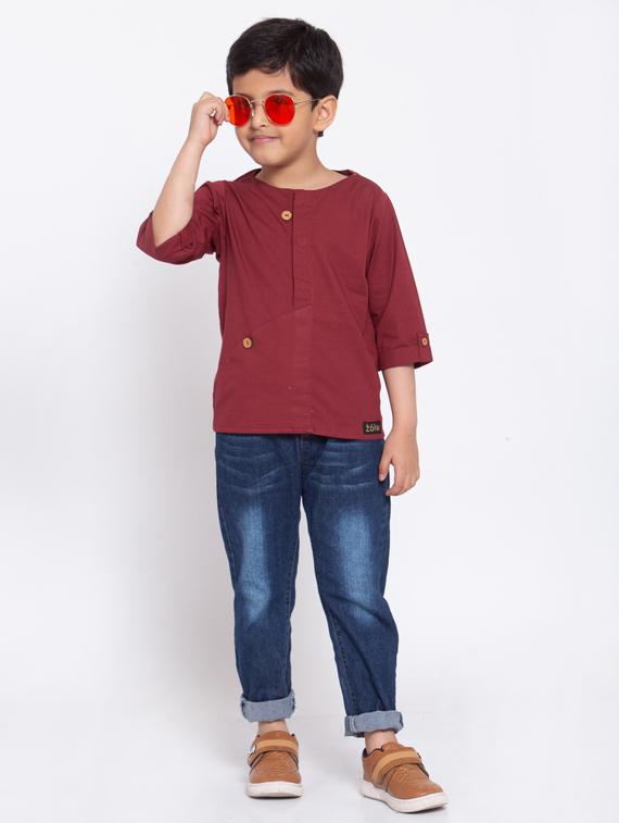 round neck solid kurta - 17776742 - Zoom Image - 4
