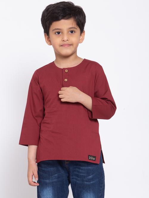 round neck solid kurta - 17776779 - Very Small Image - 1
