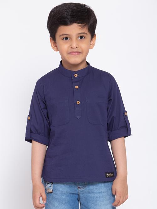 mandarin neck solid kurta - 17776861 - Very Small Image - 1