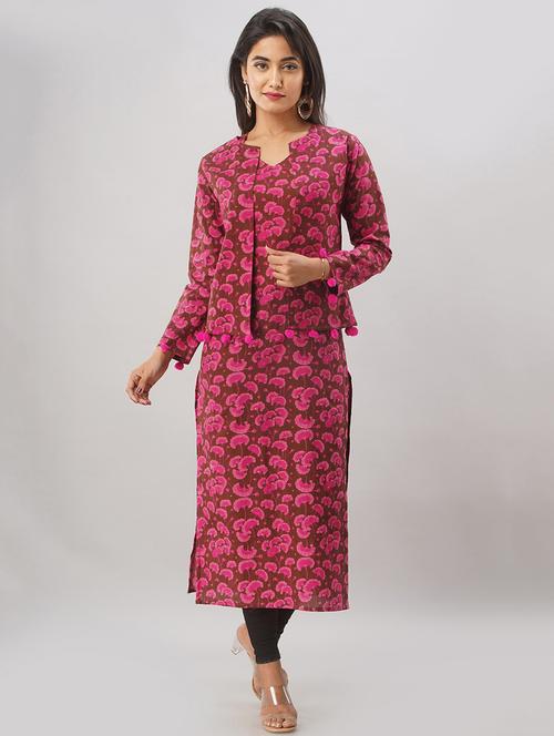 floral printed straight kurta - 17777876 - Standard Image - 1